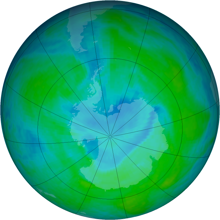 Antarctic ozone map for 20 December 1993